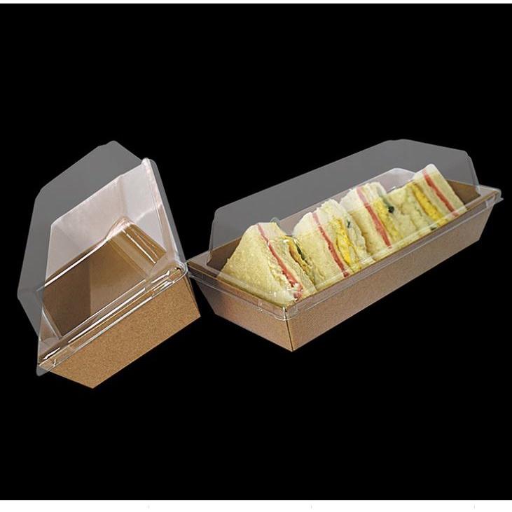 Hộp giấy Kraft chữ nhật màu da bò nắp trong đựng bánh/thức ăn (set 10)