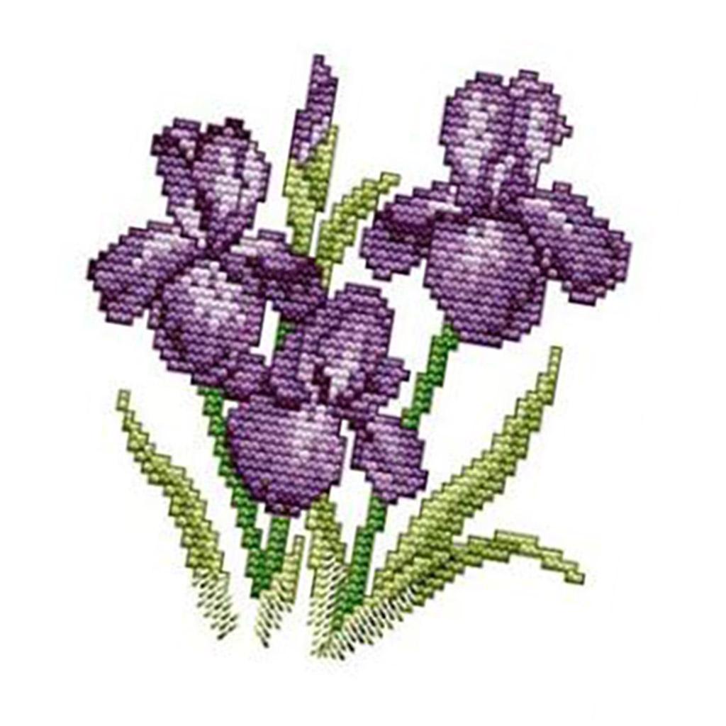 2Set Stamped Cross Stitch Kit With Pre-printed Cloth Fower Pattern