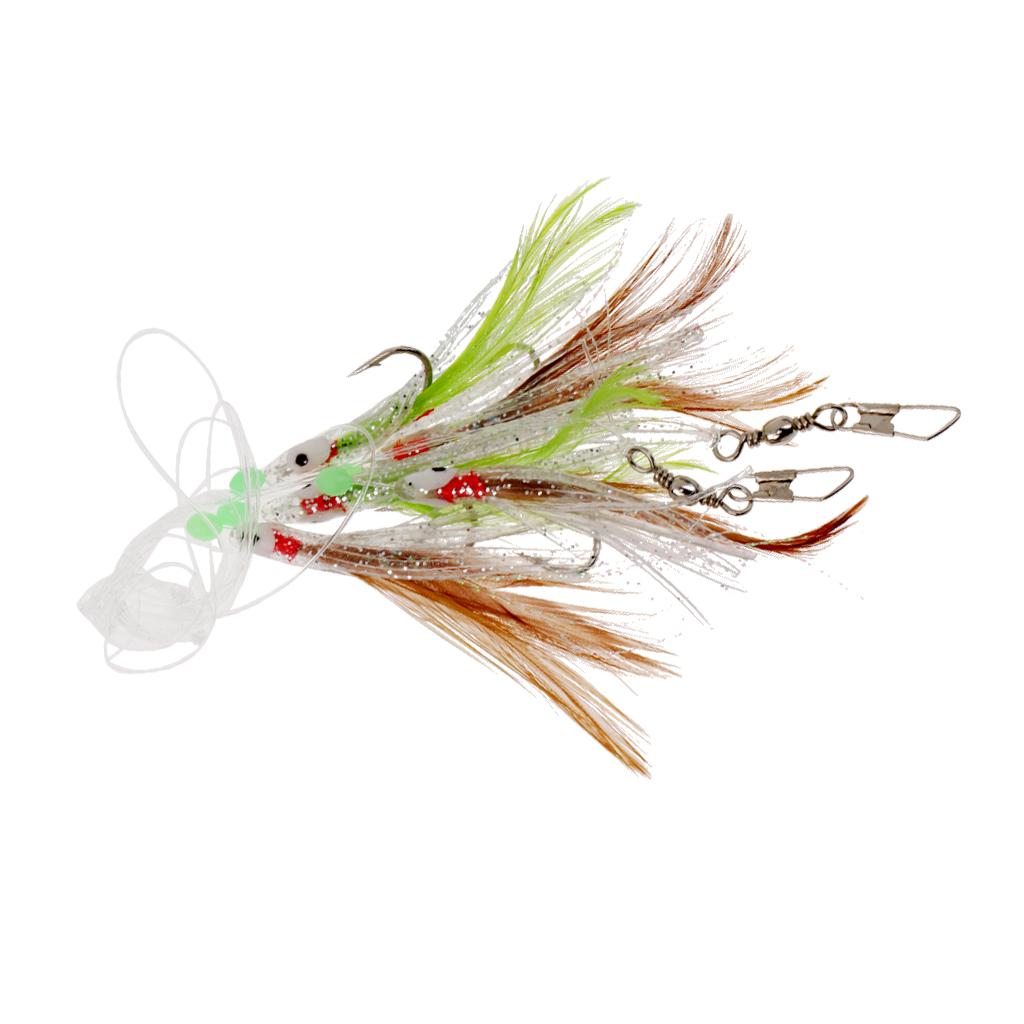 2xSabiki Fishing Lure Rigs Bait Jigs Lure Soft Lure String Crystal Barbed Hook