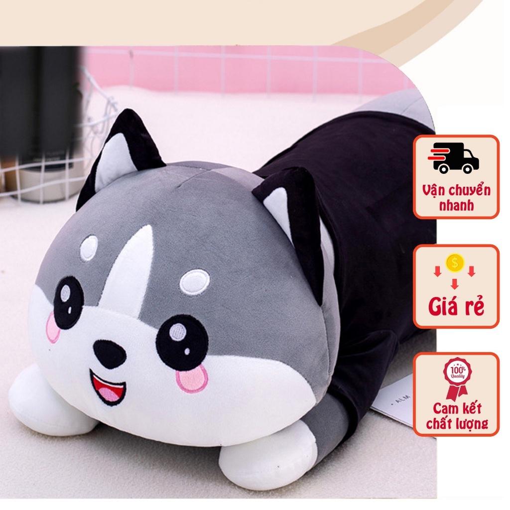 Gấu Bông Mèo Husky, Mèo Ngáo Size 1M5 Gấu Bông Mèo Mặc Áo Siêu To Khổng Lồ - Gối Ôm Mèo Alaska Vải Nhung