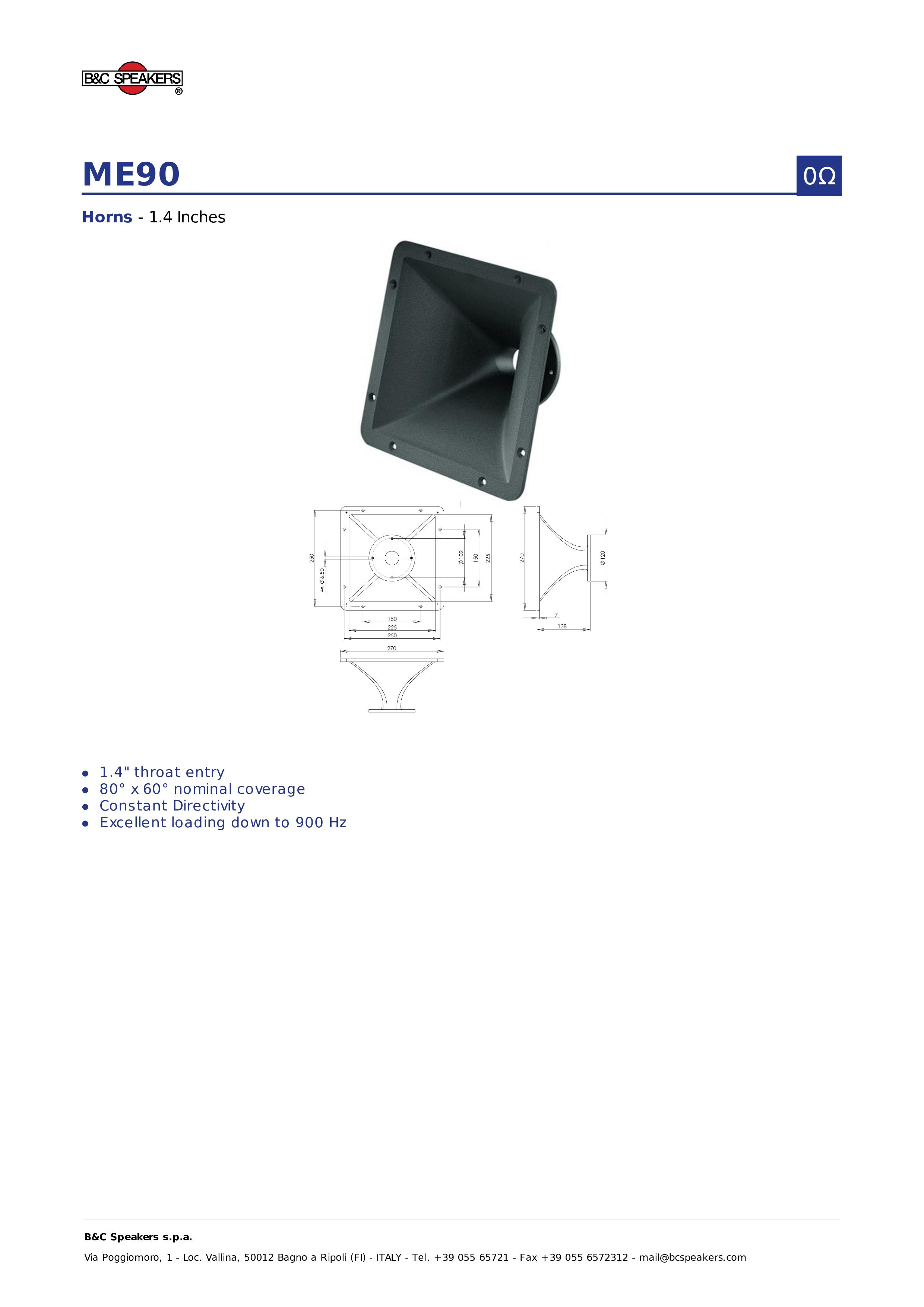 HỌNG LOA TREBLE B&C SPEAKERS ME90 – Hàng Chính Hãng
