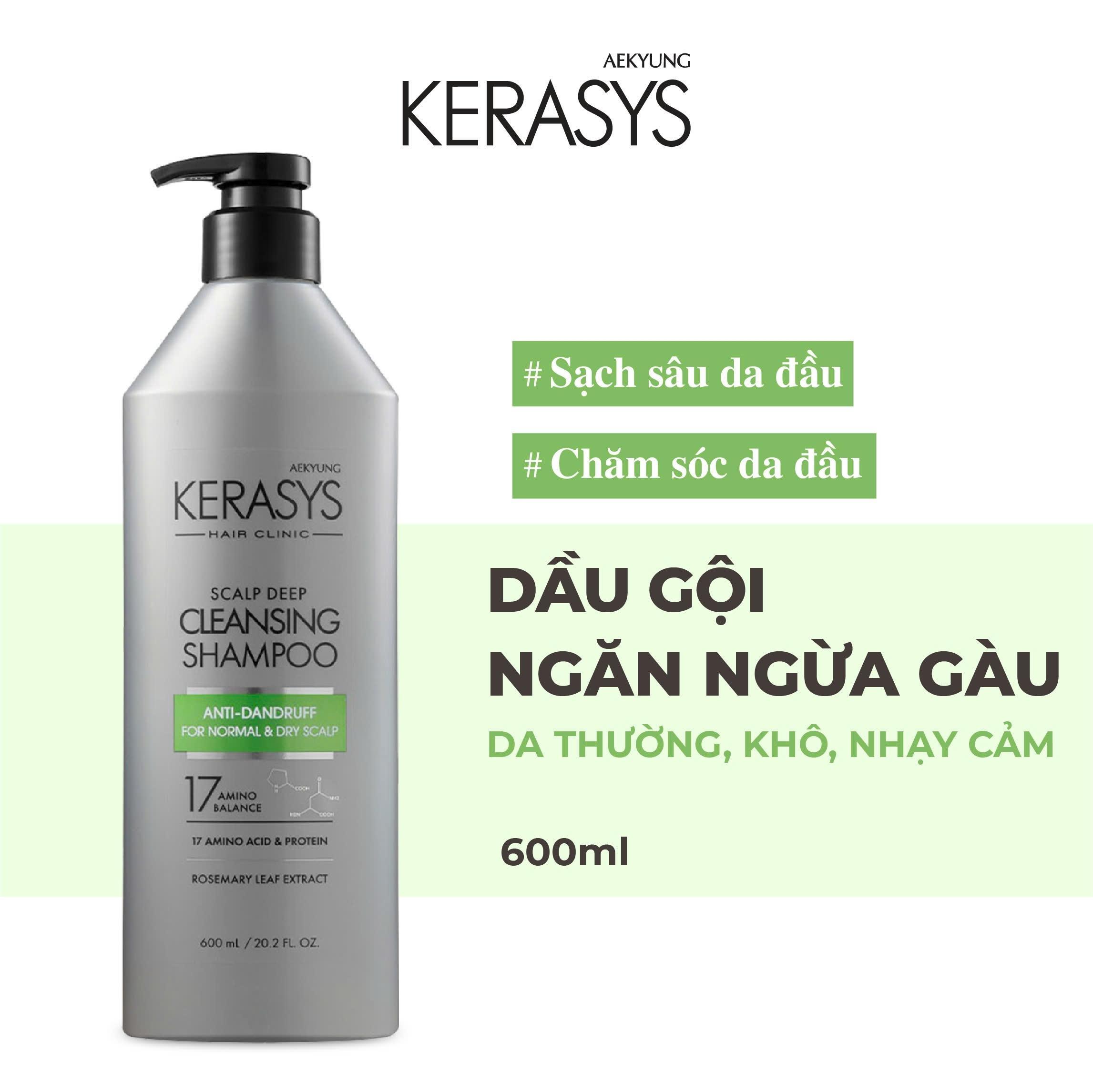 Dầu gội cao cấp Hàn Quốc Kerasys Hair Clinic Scalp Deep Cleansing (Sạch sâu da đầu, ngăn ngừa gàu dành cho da đầu thường & khô) 600ml