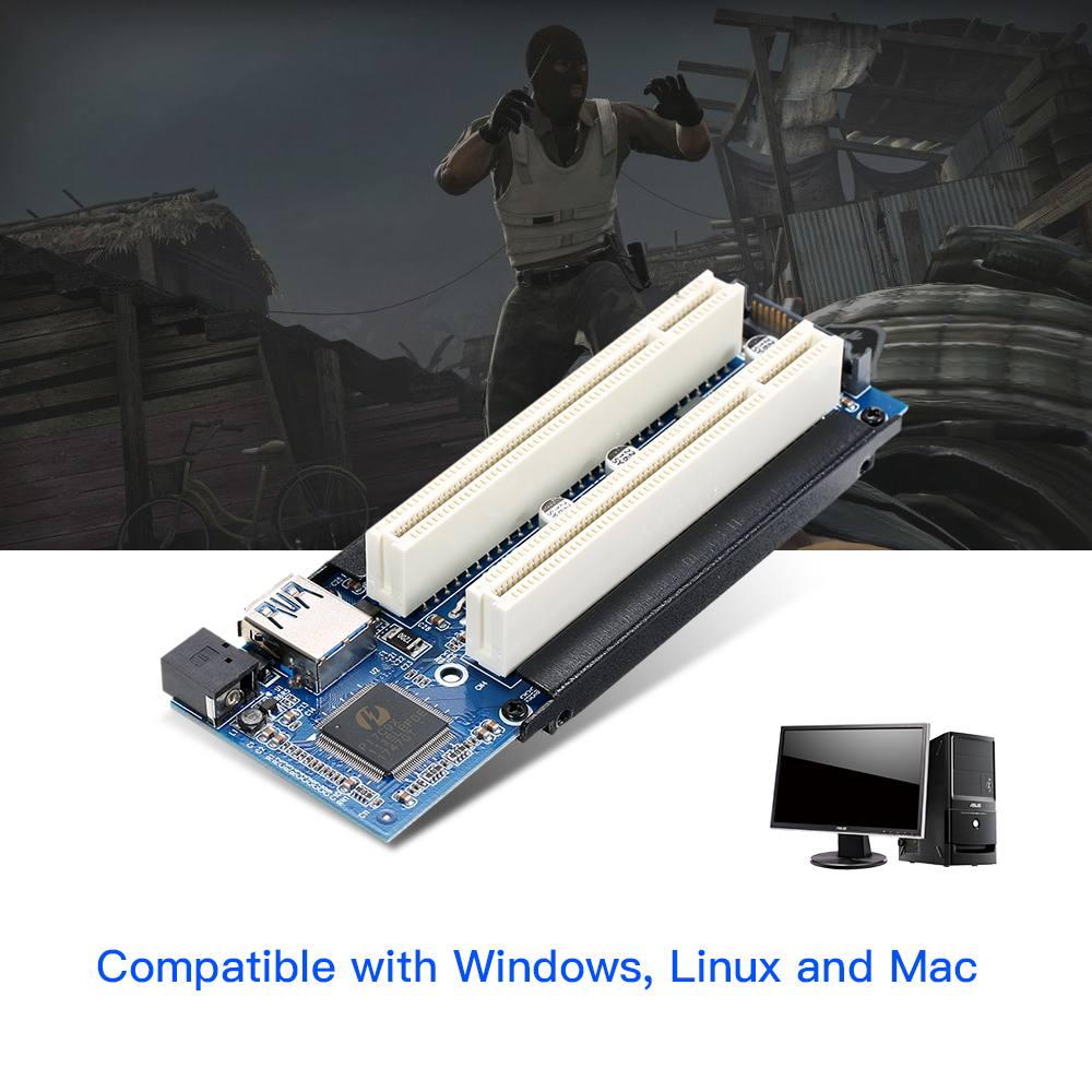 Mini PCI-E sang PCI Card adapter mPCI-E to PCI Riser Adapter with SATA Power Cable Expansion Card with external Capture