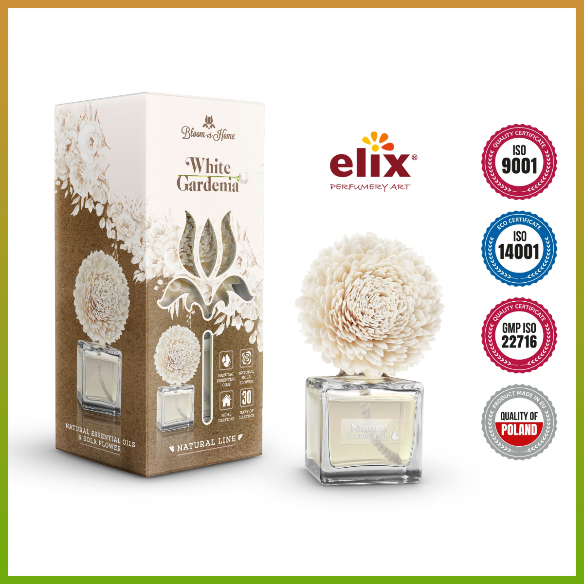 Nước hoa thơm phòng WHITE GARDENIA ELIX - Hương hoa dành dành - 100ml nhập khẩu từ Ba Lan - Thành phần tự nhiên, an toàn cho sức khỏe