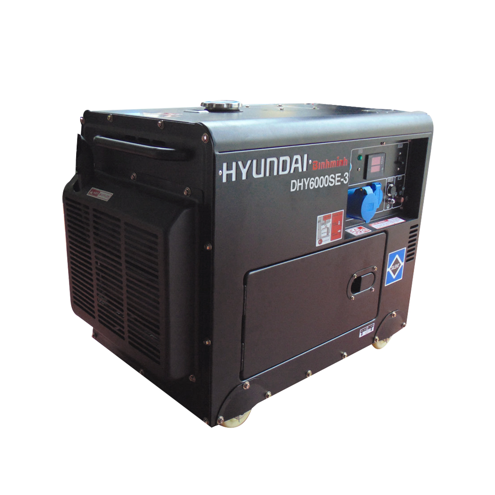 Máy Phát Điện Hyundai Chạy Dầu 3 pha 7.5KVA ( Vỏ chống ồn + Đề nổ)