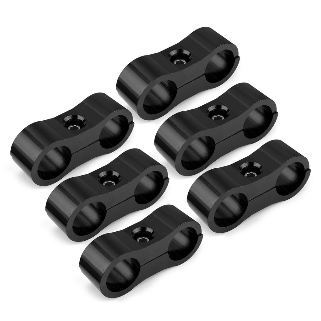 10 Pieces AN6 AN-6 13.4mm Braided Hose Separator Dual Mount Clamp Black