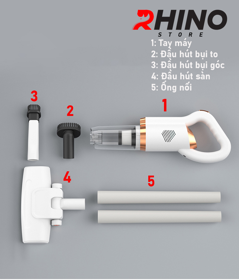 Máy hút bụi cầm tay Rhino VC101 mini gia đình tiện lợi - Hàng chính hãng