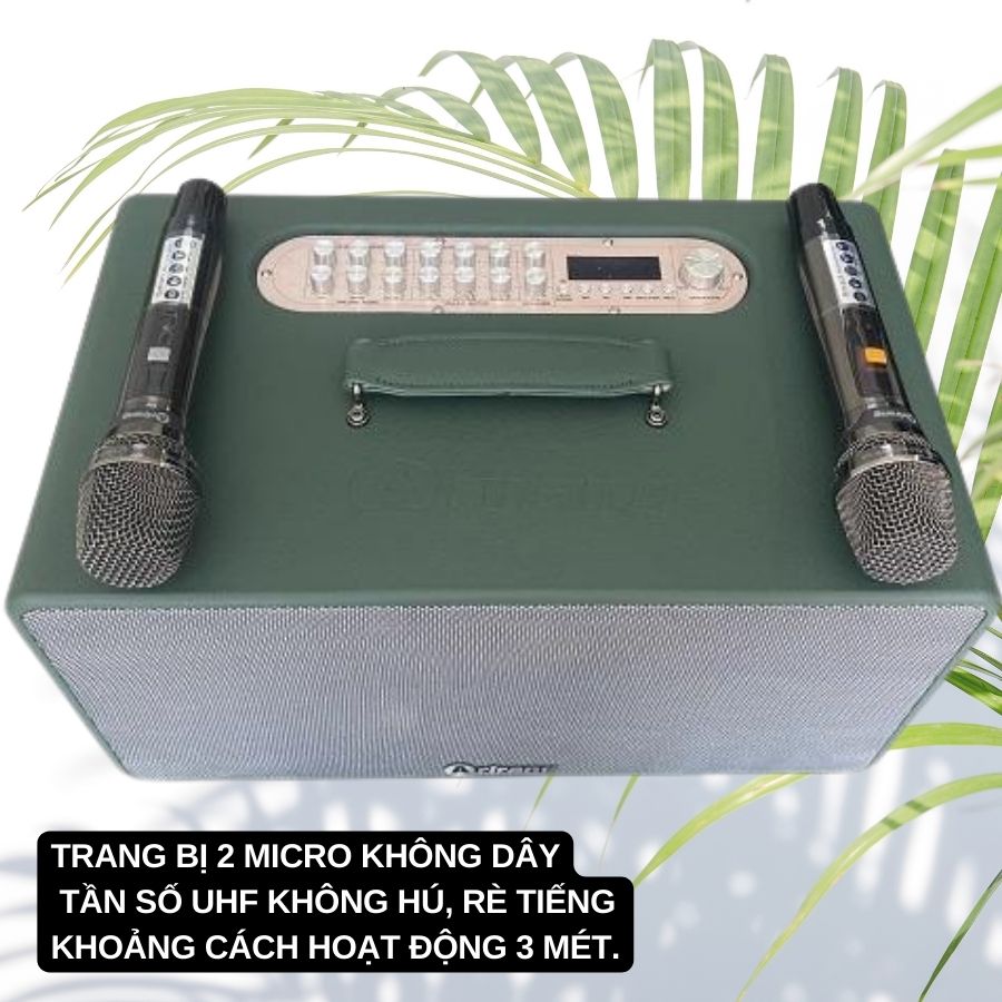 Loa di động Arirang MB2 Pro - Loa kéo chất liệu thùng gỗ công suất 800W kèm micro không dây hát karaoke chống hú xịn xò - Hàng nhập khẩu