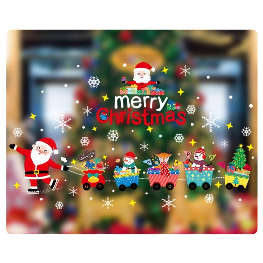 Decal trang trí Noel Hít Tĩnh Điện 2 mặt - ĐOÀN TÀU MERRY CHRISTMAS