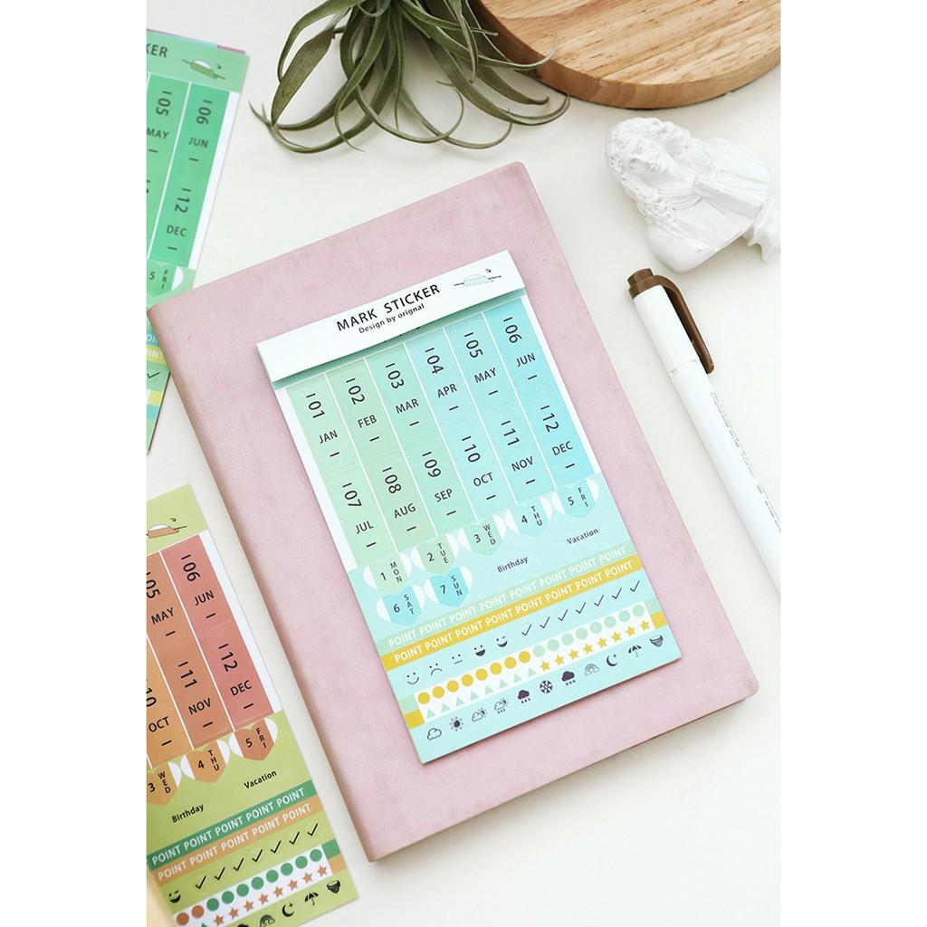 Sticker đánh dấu thứ ngày tháng - trang trí sổ tay, sổ nhật ký