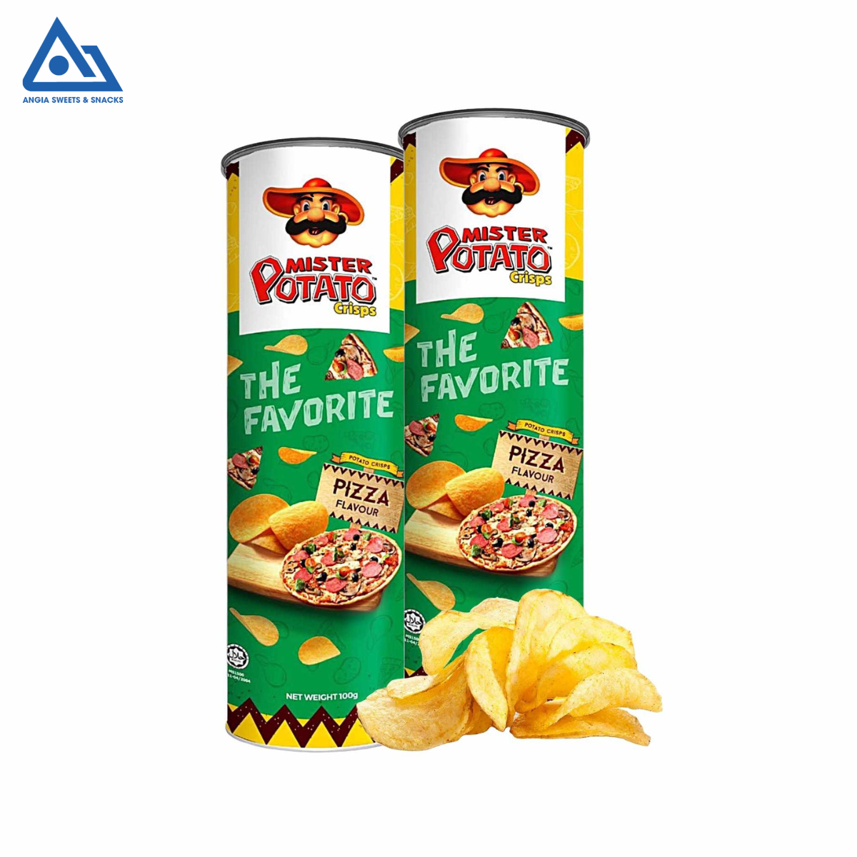 Snack khoai tây miếng chiên vị pizza Mister Potato hộp có hình Neymar 100g An Gia Sweets Snacks