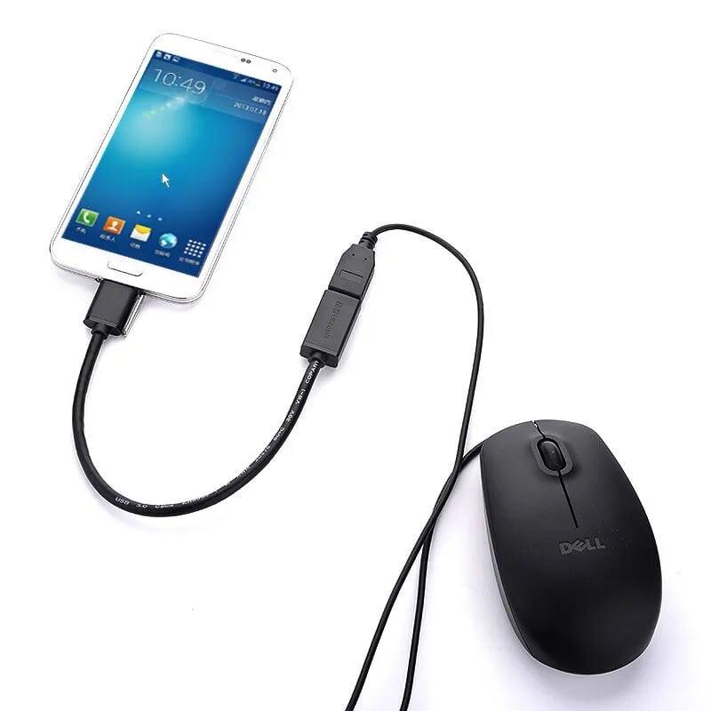 Ugreen UG10816US127TK 20CM màu Đen Cáp MICRO USB 3.0 OTG sang USB 3.0 đầu mạ vàng - HÀNG CHÍNH HÃNG