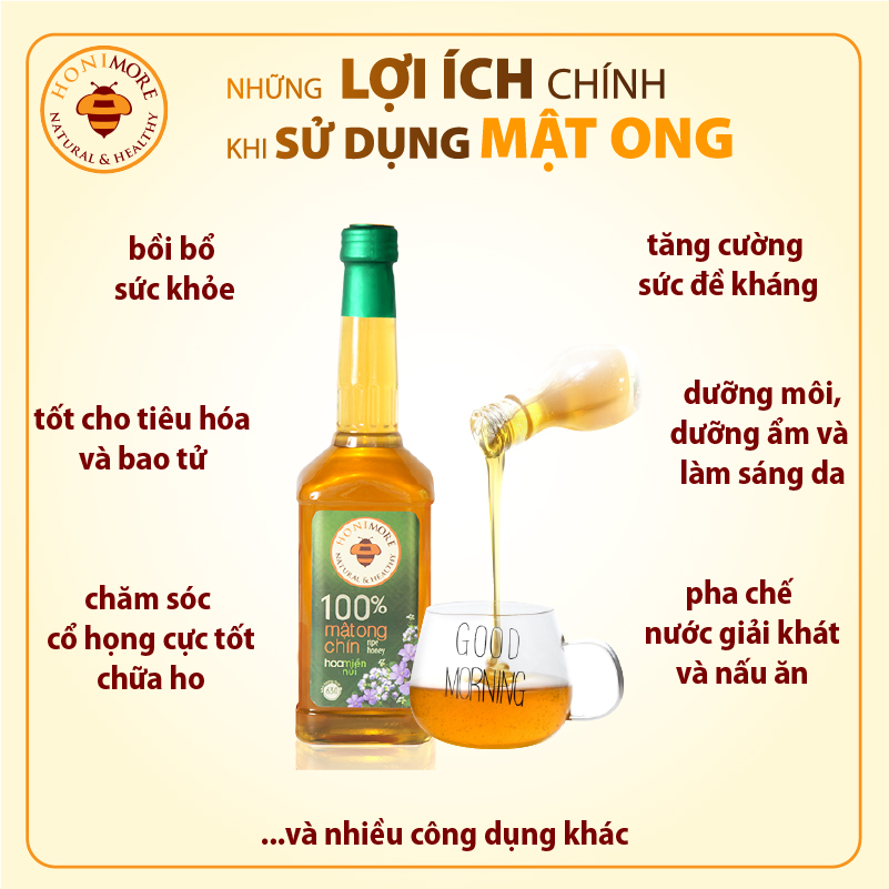 Honimore Mật ong chín Hoa Miền Núi 630g - MUA 2 TẶNG 1 CHAI CÙNG  SIZE