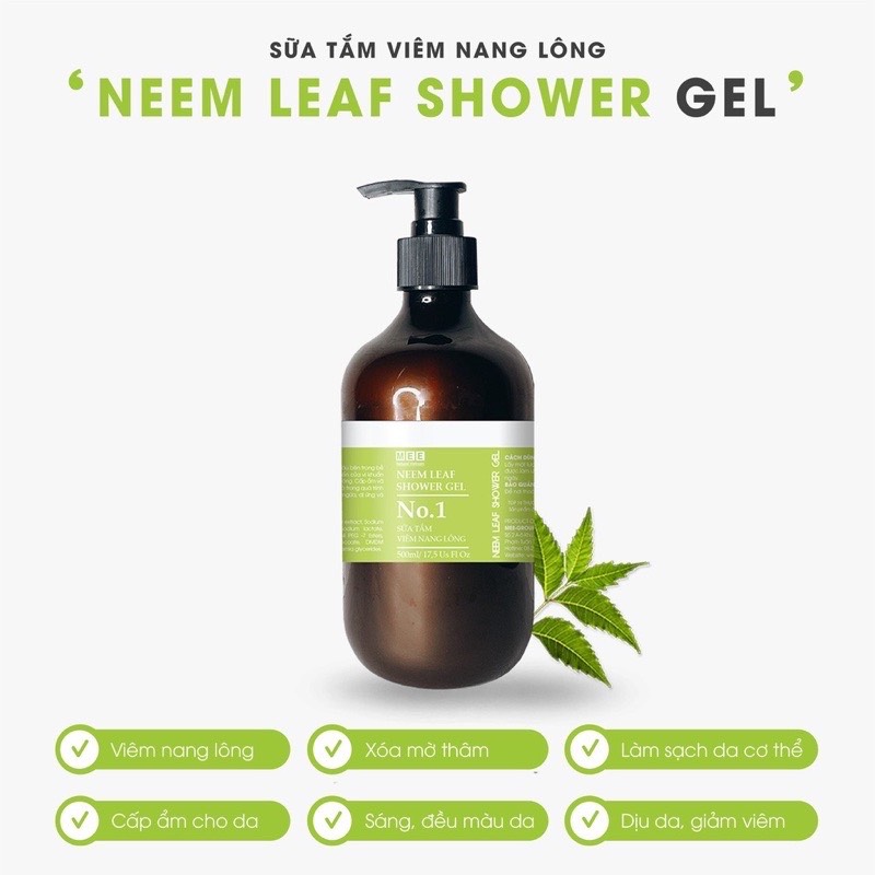 Sữa tắm giảm mụn, ngừa viêm nang lông Mee Natural 500ml