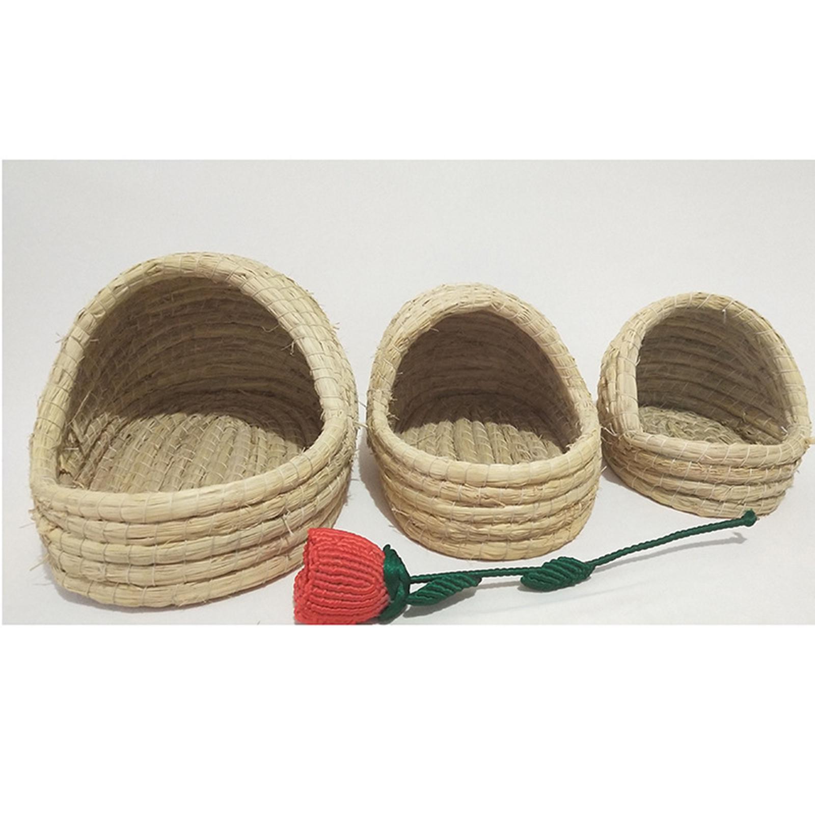 Hand-Woven Straw Hamster Nest Cave Kitten Rabbit  Bed Cage Nest