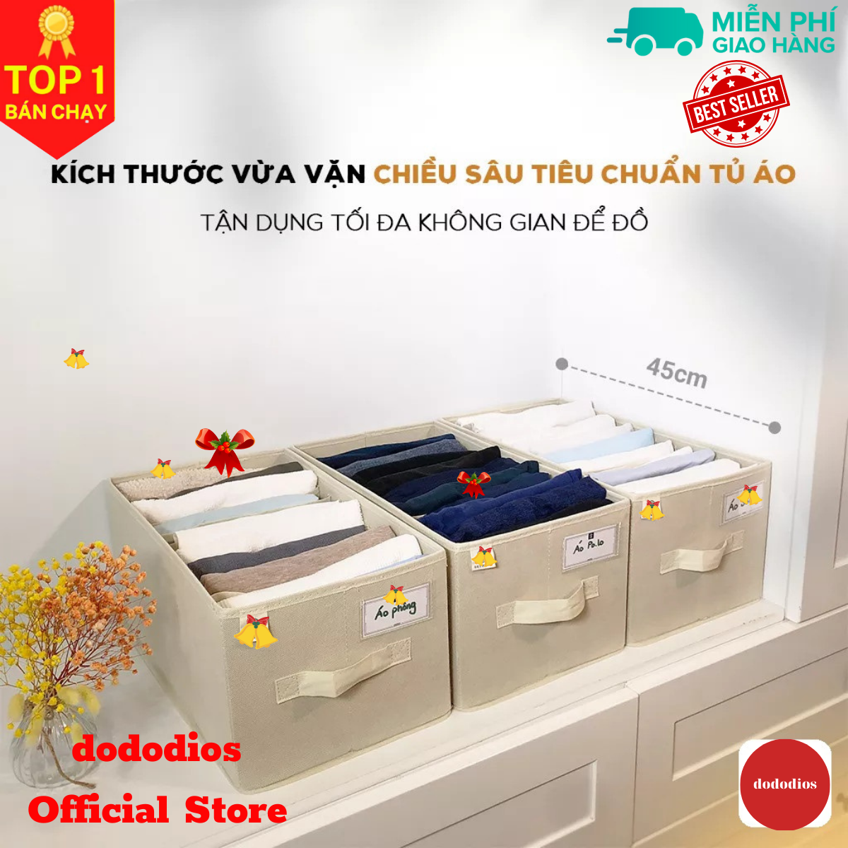 Hộp vải chia 11 ngăn độc quyền dododios có tag gắn tên hộp lõi dày 2mm rất cứng cáp đựng quần jeal áo thun áo len