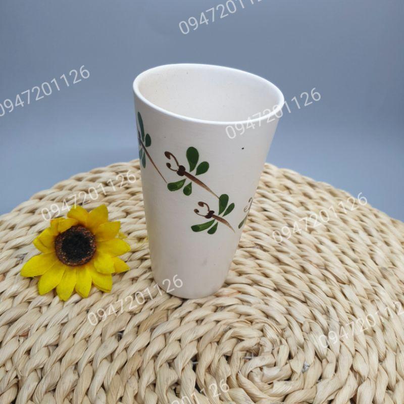 Cốc sứ dáng trụ thon 250ml vẽ hoa văn dễ thương - Cốc uống nước cốc uống cà phê - Gốm sứ Bát tràng