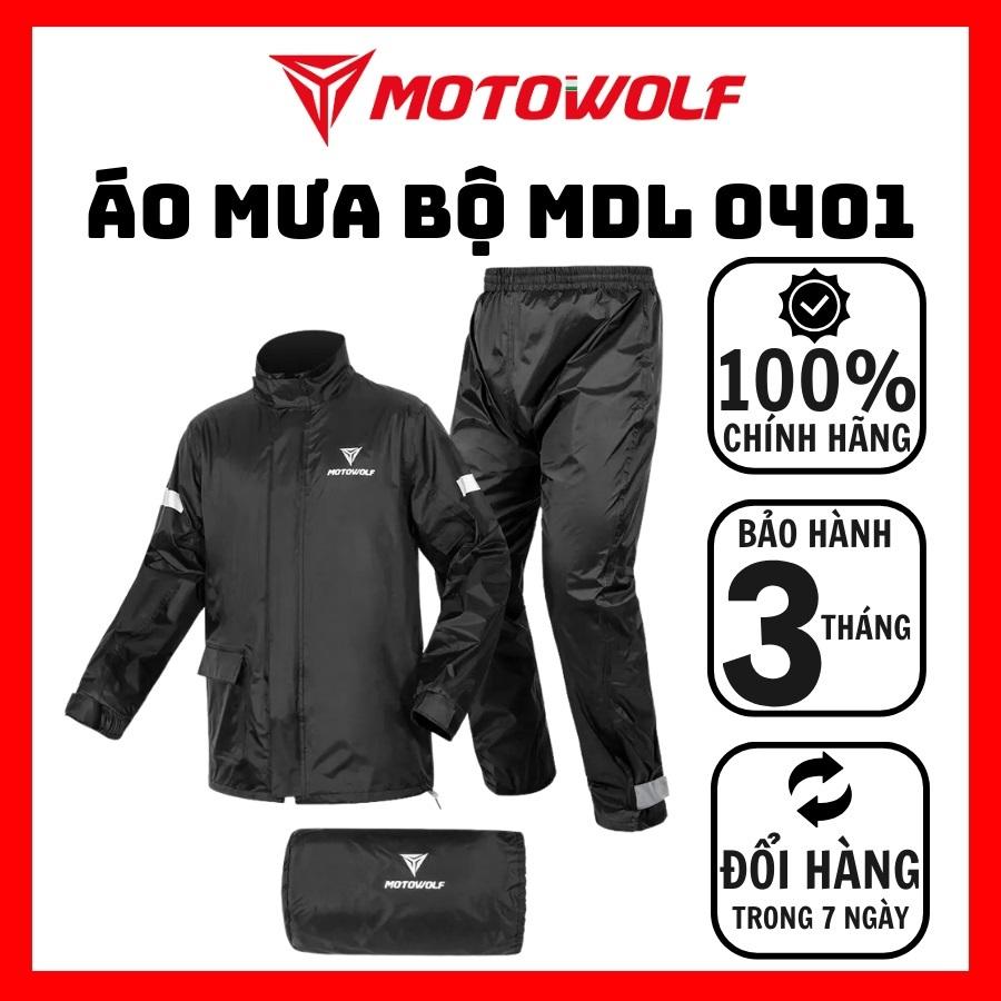 Bộ quần áo mưa MOTOWOLF - kèm bọc giày cao cấp chính hãng chống mưa tốt - 0403 - Ghi