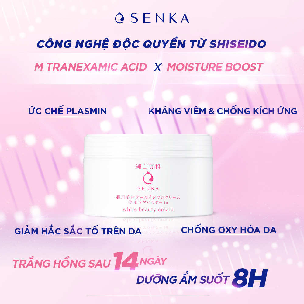 Kem dưỡng trắng da nâng tông 3 trong 1 Senka White Beauty 100g