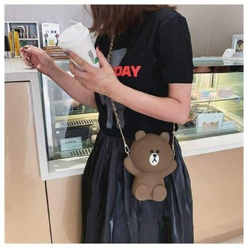 TÚI GẤU BROWN SILICON 2 DÂY siêu đẹp