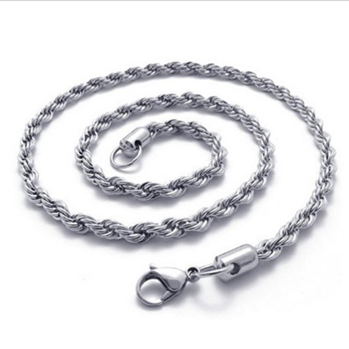 Dây chuyền nam titan dạng xoắn cao cấp đẹp sang trọng thép không gỉ buộc tàu trangsucpt PTDCNA08