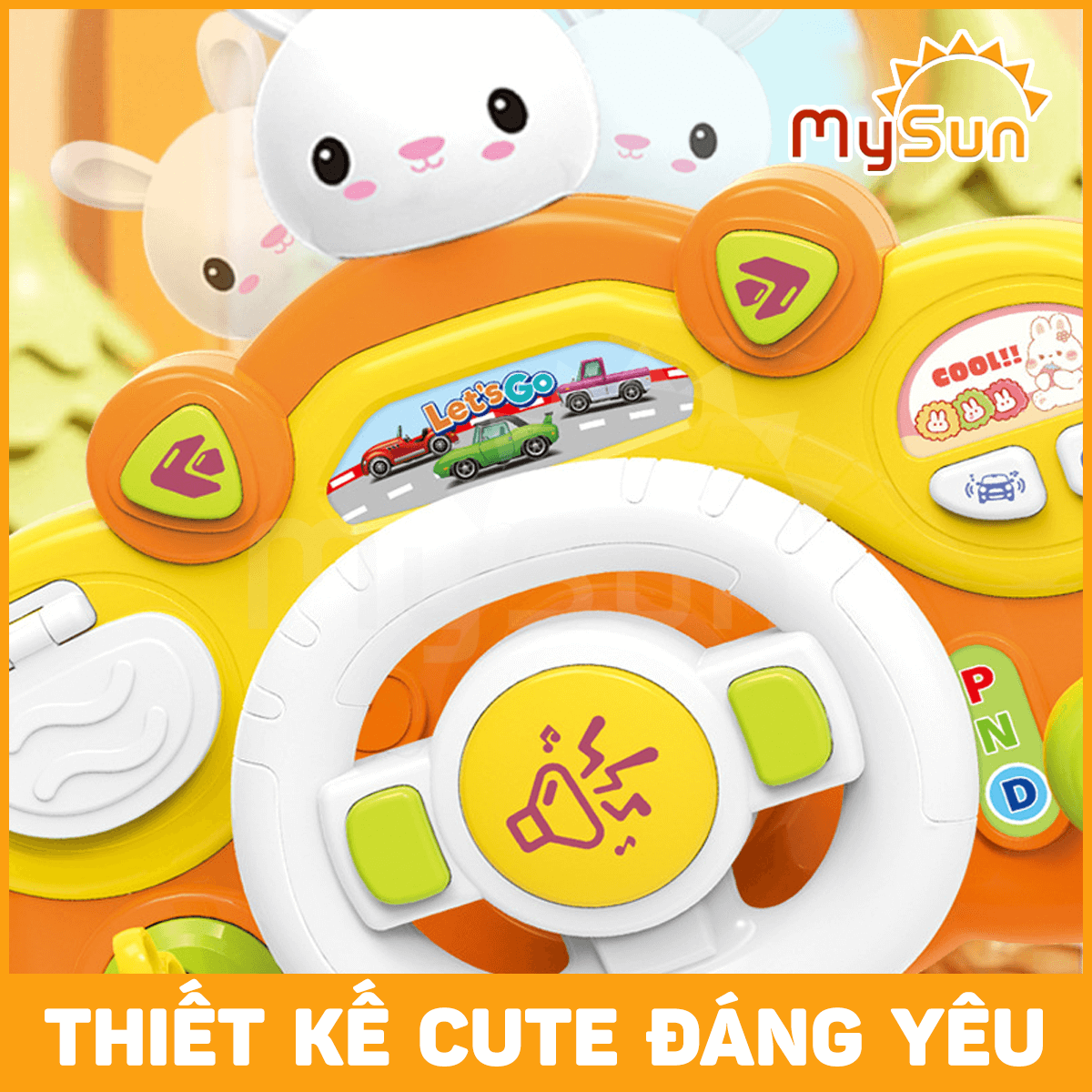 Vô lăng ô tô đồ chơi cho bé gắn xe oto bô lăng mô phỏng tập lái có đèn nhạc tặng PIN