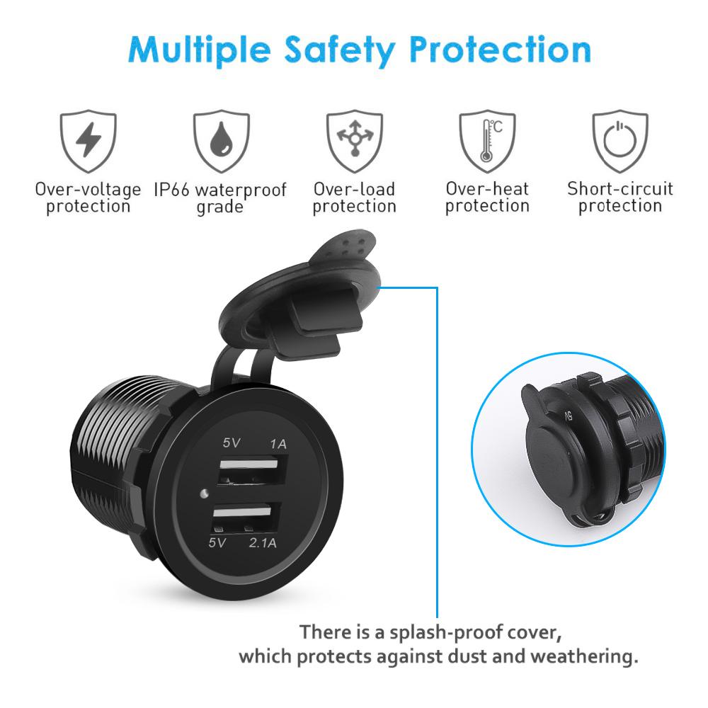 12V USB USB Port Light Outlet Outlet Outlet Bộ sạc LED Voltmeter Waterprooter Mobile Phone Bộ điều hợp sạc thông minh