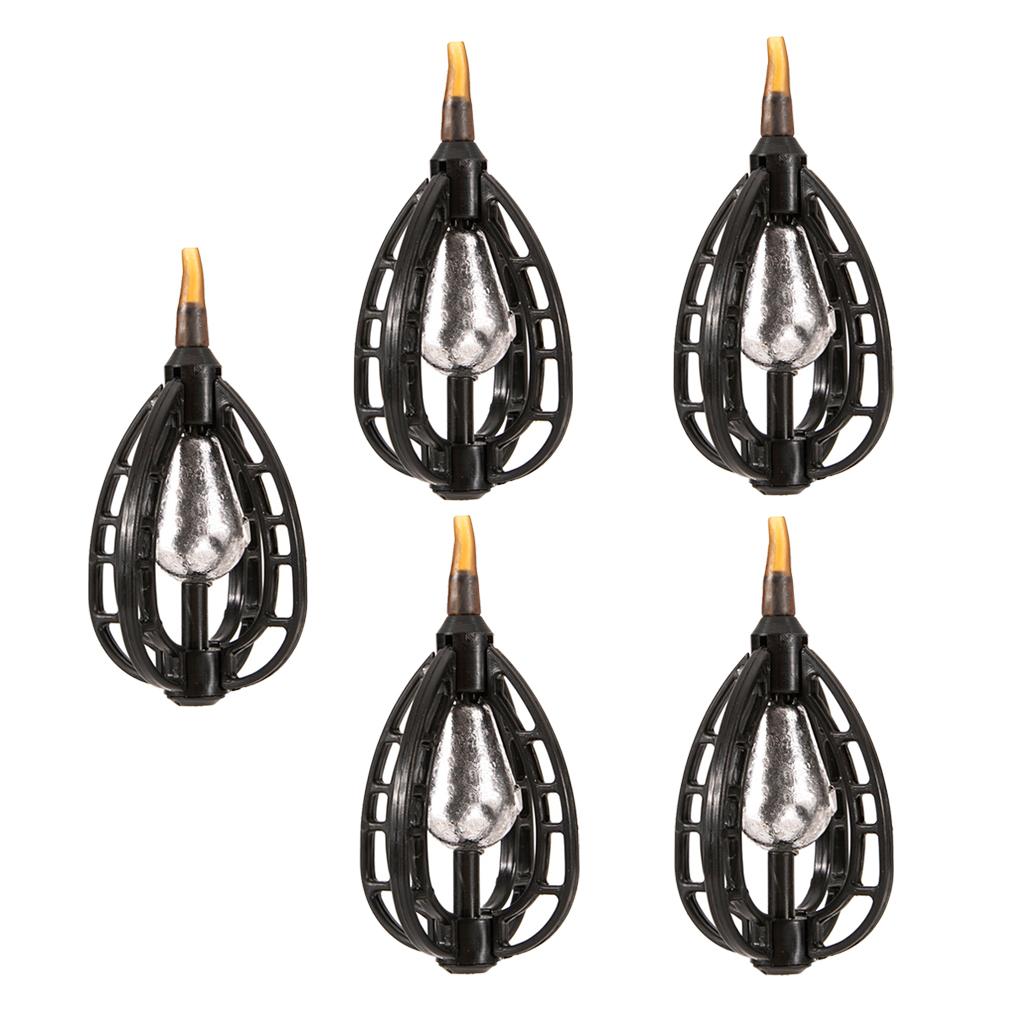 5PCS ABS Fishing Bait Cage Lure Cage Bait Fishing Basket Feeder Holder