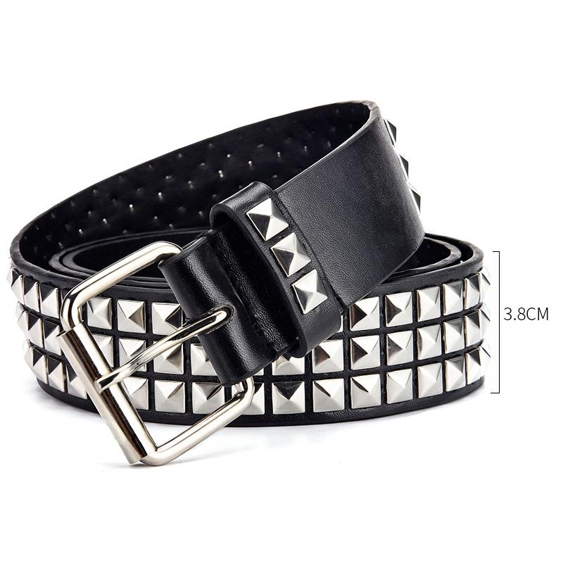 Đính Unisex Dây Da Punk Rock Dây Da Thời Trang Đinh Tán Dây Dành Cho Nữ & Nam Khóa Pin Phụ Nữ Dây Đen Ceinture Femme thắt Lưng Thời Trang