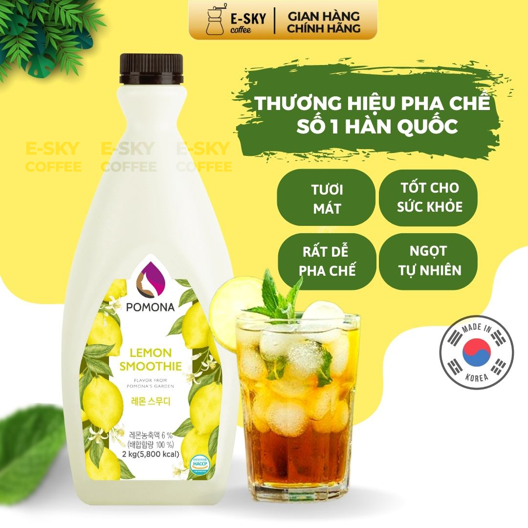 Mứt Chanh Pomona Lemon Smoothie Nguyên Liệu Pha Chế Hàn Quốc Chai 2kg