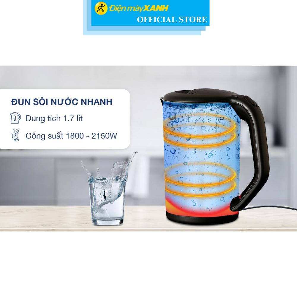Bình đun siêu tốc Lock&amp;Lock 1.7 lít EJK738BLK - Hàng Chính Hãng
