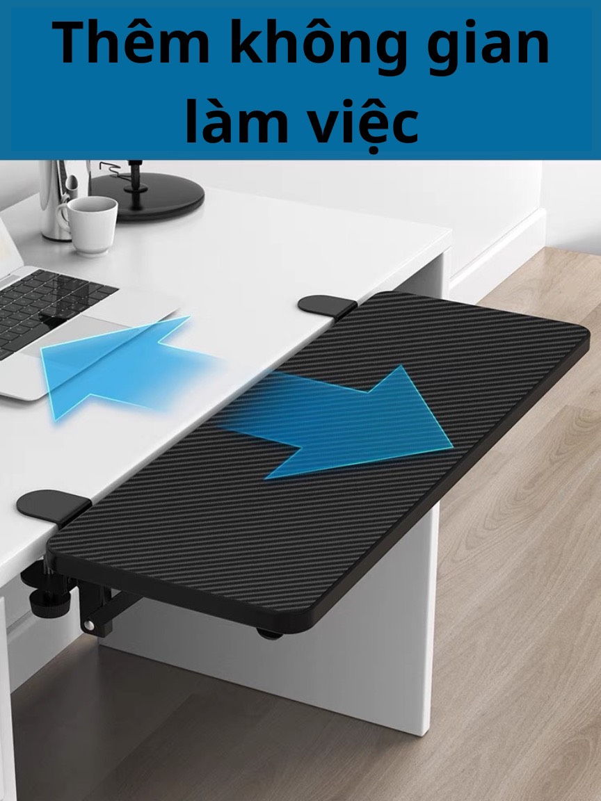 Kệ bàn phím, Kệ gỗ mở rộng bàn làm việc, Giá đỡ bàn phím, cổ tay, máy tính để bàn, có thể gập gọn 90 độ