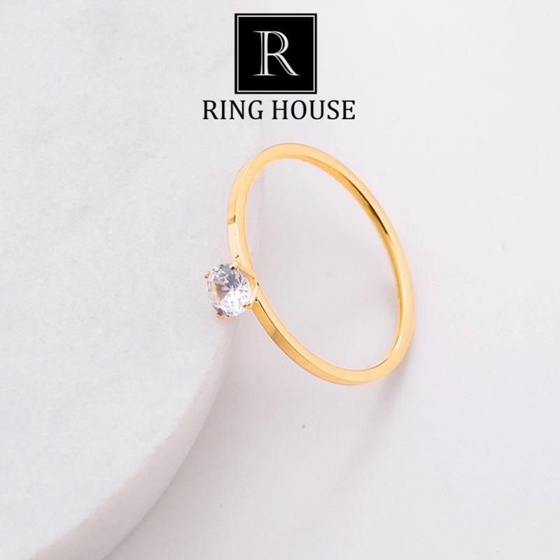 (Titan) Nhẫn Nữ Titan Siêu Mảnh Đính Ngọc Đẹp Ring House