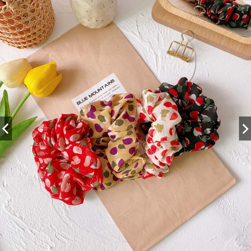 COMBO 3 DÂY CỘT TÓC SCRUNCHIES HÌNH QUẢ CHERRY MÁT MẺ  (Giao Hàng Màu Ngẫu Nhiên)