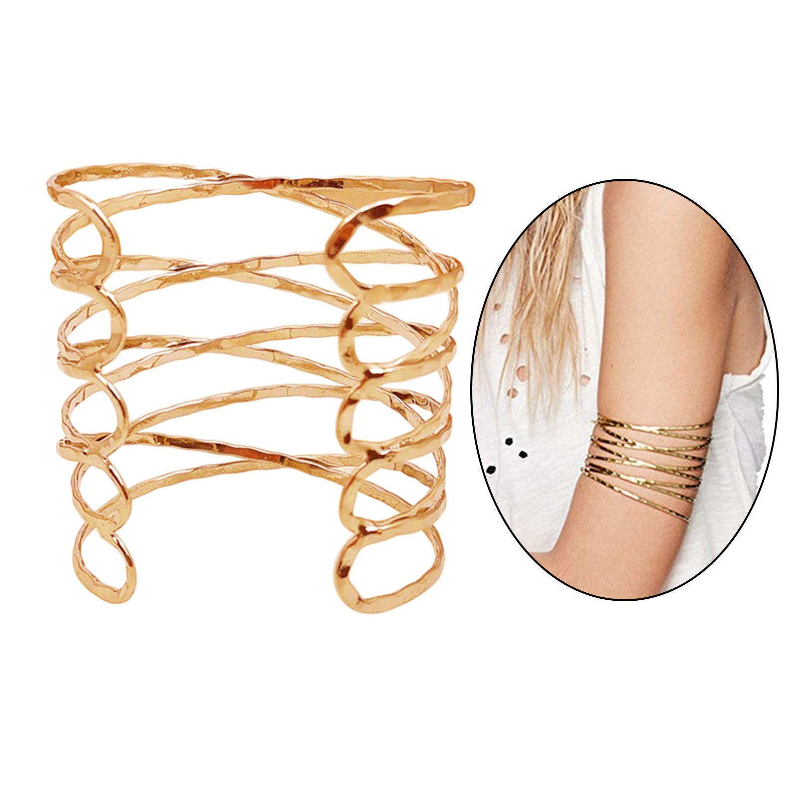 Women Upper Arm Band Armlet Multilayer Bangle Bracelet Jewelry Golden