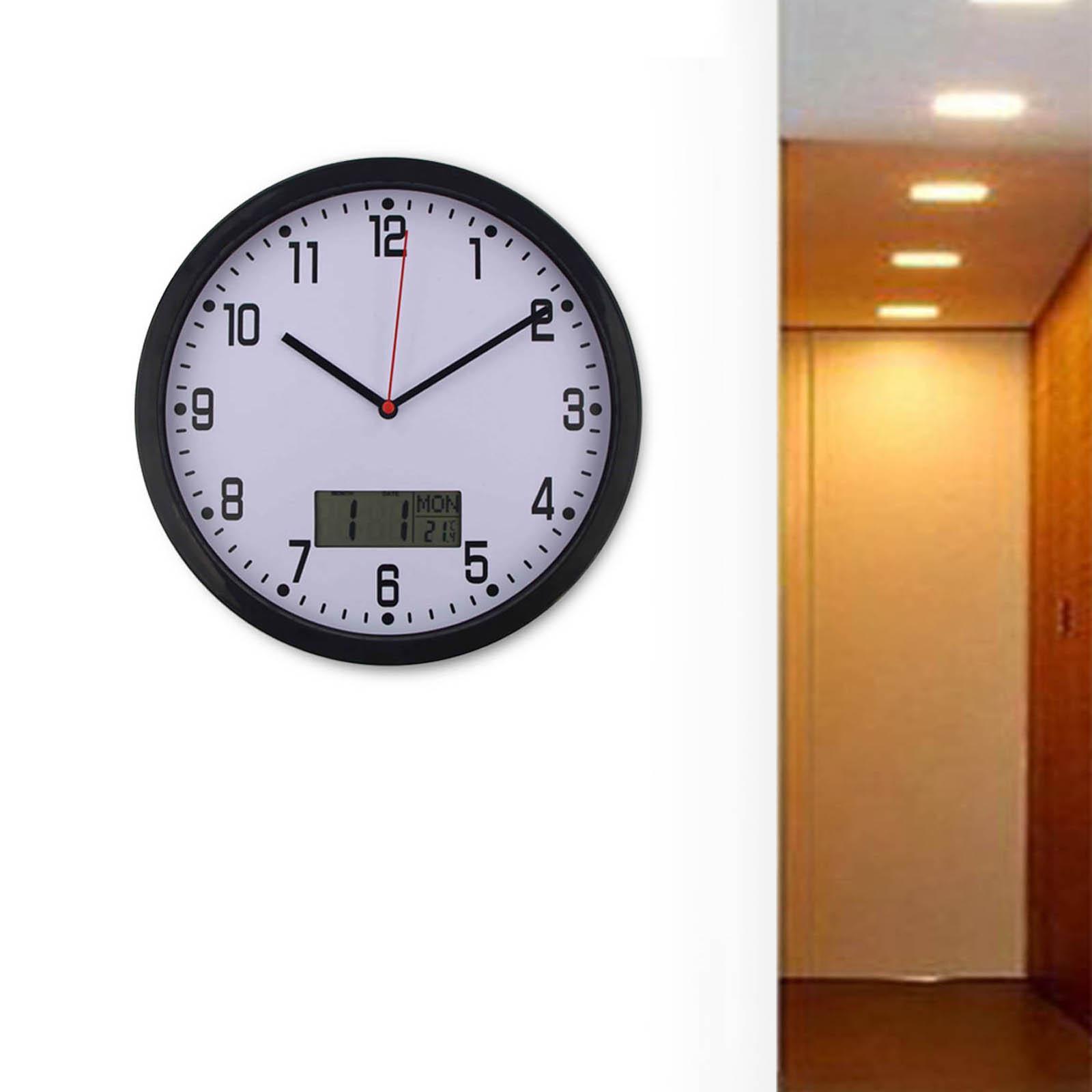 Modern Minimalist Wall Clock with Date and Temperature Large Display Clocks