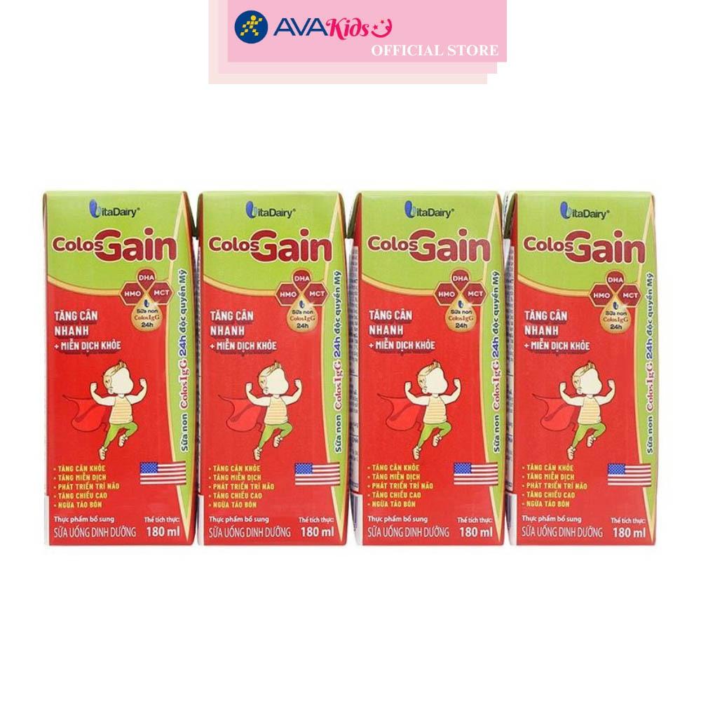 Thùng 48 hộp sữa pha sẵn Colos Gain hương vani 180 ml (từ 1 tuổi)