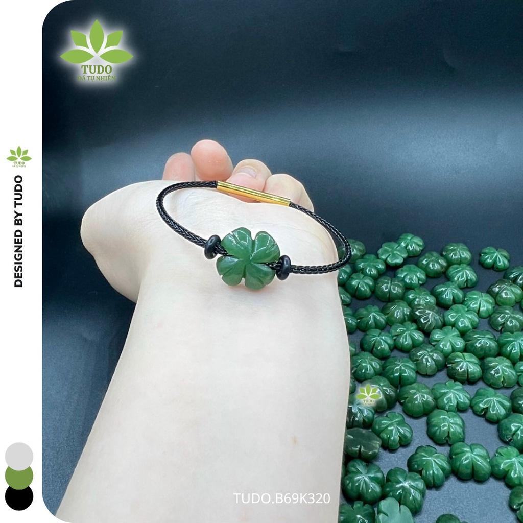 Vòng Tay Nữ Đẹp - Vòng Phong Thủy Đa Mệnh TUDO VDCNB Charm Cỏ 4 Lá May Mắn, Dây Cáp Chốt Bấm B69K320