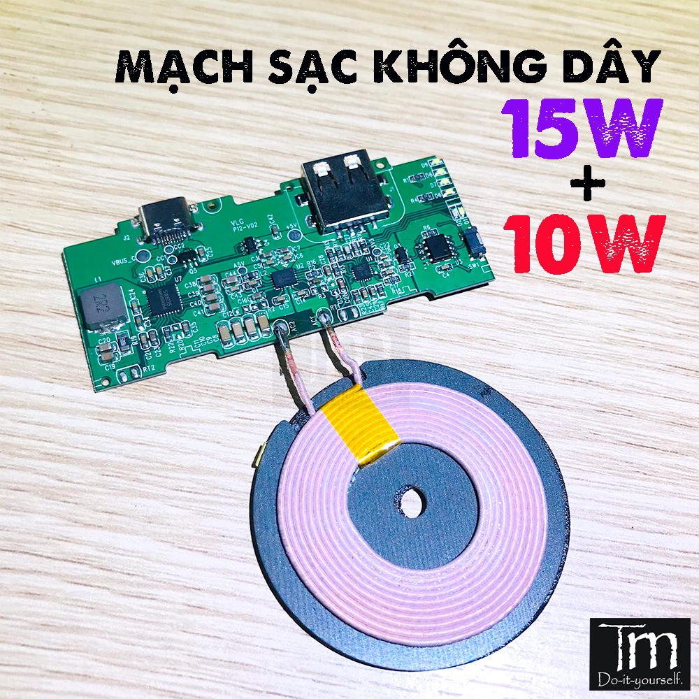 Mạch Sạc Dự Phòng Không Dây 15W+10W