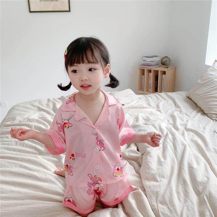 Bộ bé gái Bộ mặc nhà Pijama lụa bé gái Nhí và Đại 8-30kg XHN842