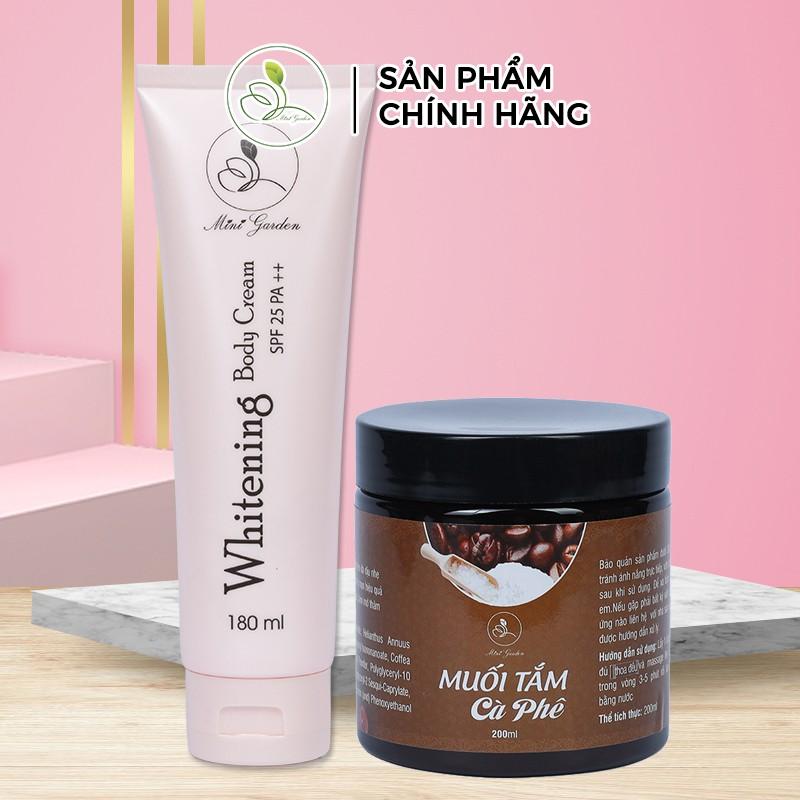 Bộ Chăm Sóc Trắng Da Minigarden (Kem Body Cream SPF 25 PA ++ 180ml + Muối Tắm Cafe 200 gram) 