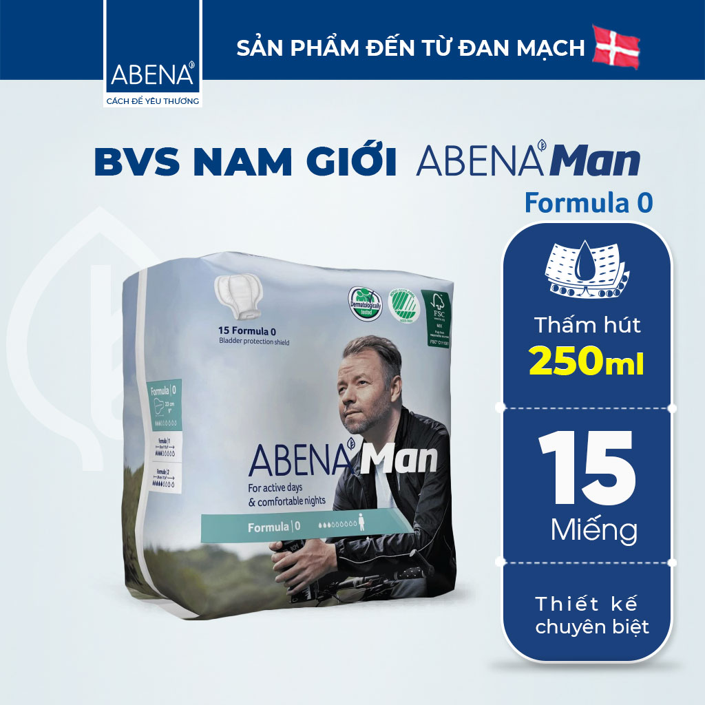 [Mua 1 tặng 1] Băng thấm tiểu nam giới Abena Formula 0 - Nhập khẩu Đan Mạch (Gói 15 miếng)