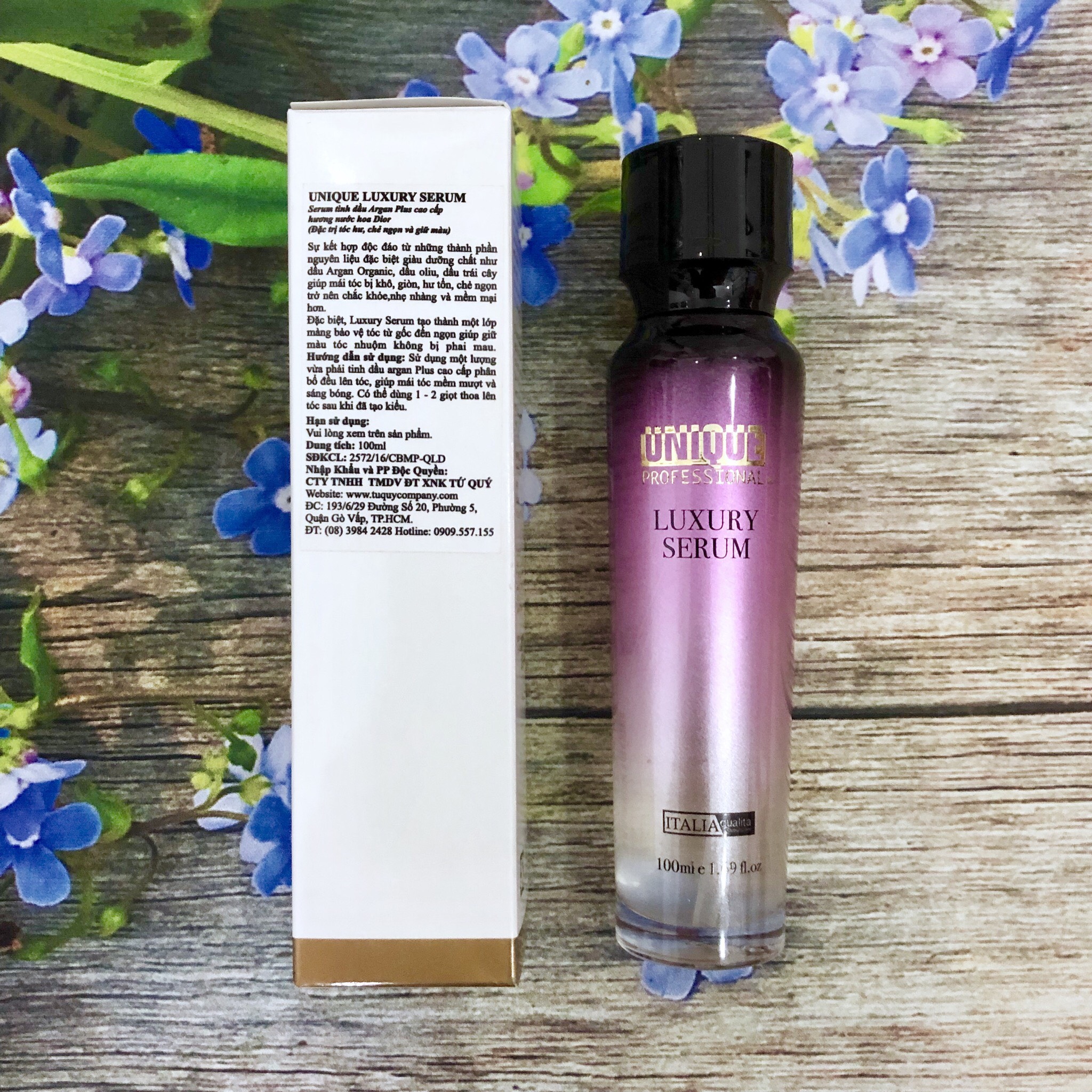 Tinh dầu UNIQUE Luxury Serum từ dầu Argan Oil, Organic Olive dưỡng tóc cao cấp hương nước hoa 100ml