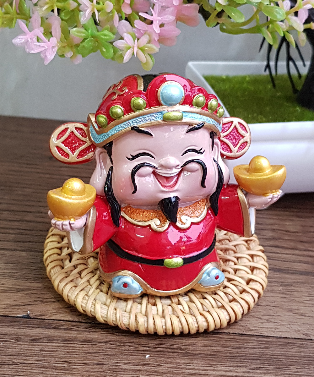 Tượng chibi Thần Tài may mắn 7cm - mẫu hai tay cầm 2 thỏi vàng