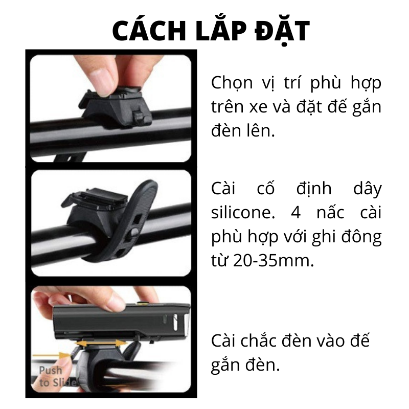 Đèn xe đạp cảm biến ánh sáng XPG HJ-047 - Đèn led xe đạp thể thao cổng sạc USB