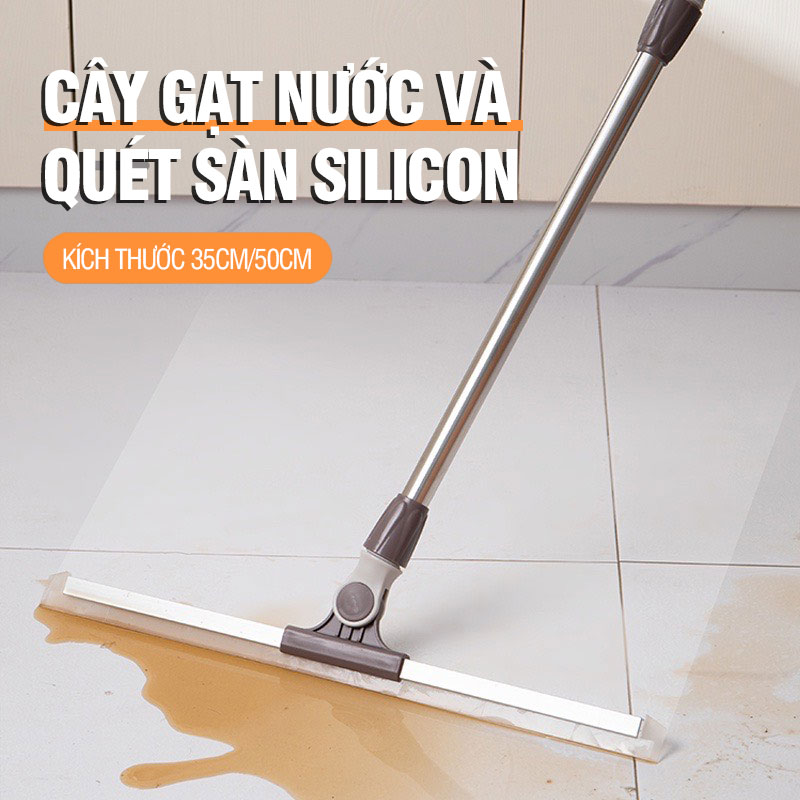 Cây gạt nước sàn nhà Kitimop-G35 có lưỡi silicon gạt nước siêu sạch, cán thép chống gỉ tăng giảm chiều dài từ 85-135cm