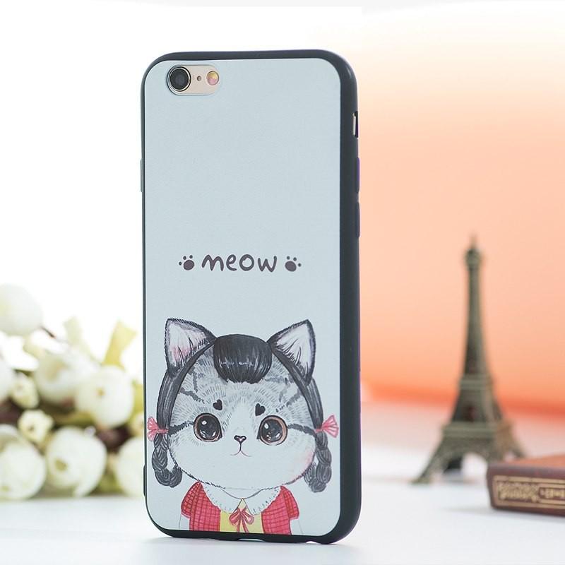 Ốp lưng bé mèo thắt bím dành cho Iphone 5-5s-5se-6-6s-6 plus-6s plus-7-7 plus-8-8 plus