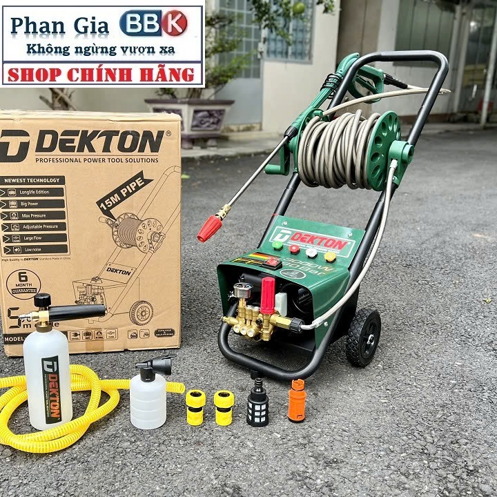 Máy Rửa Xe DEKTON 3000W CWR3000A - Có Chỉnh Áp Linh Hoạt 180Bar - Lưu Lượng 14L/min - Chống Giật An Toàn, Bảo Hành 1 năm