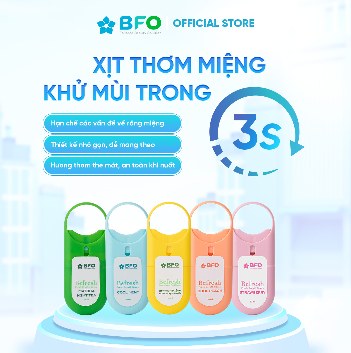 Xịt Thơm Miệng Befresh Cho Hơi Thở Thơm Mát Chỉ Trong 3 Giây Dung Tích 10ml