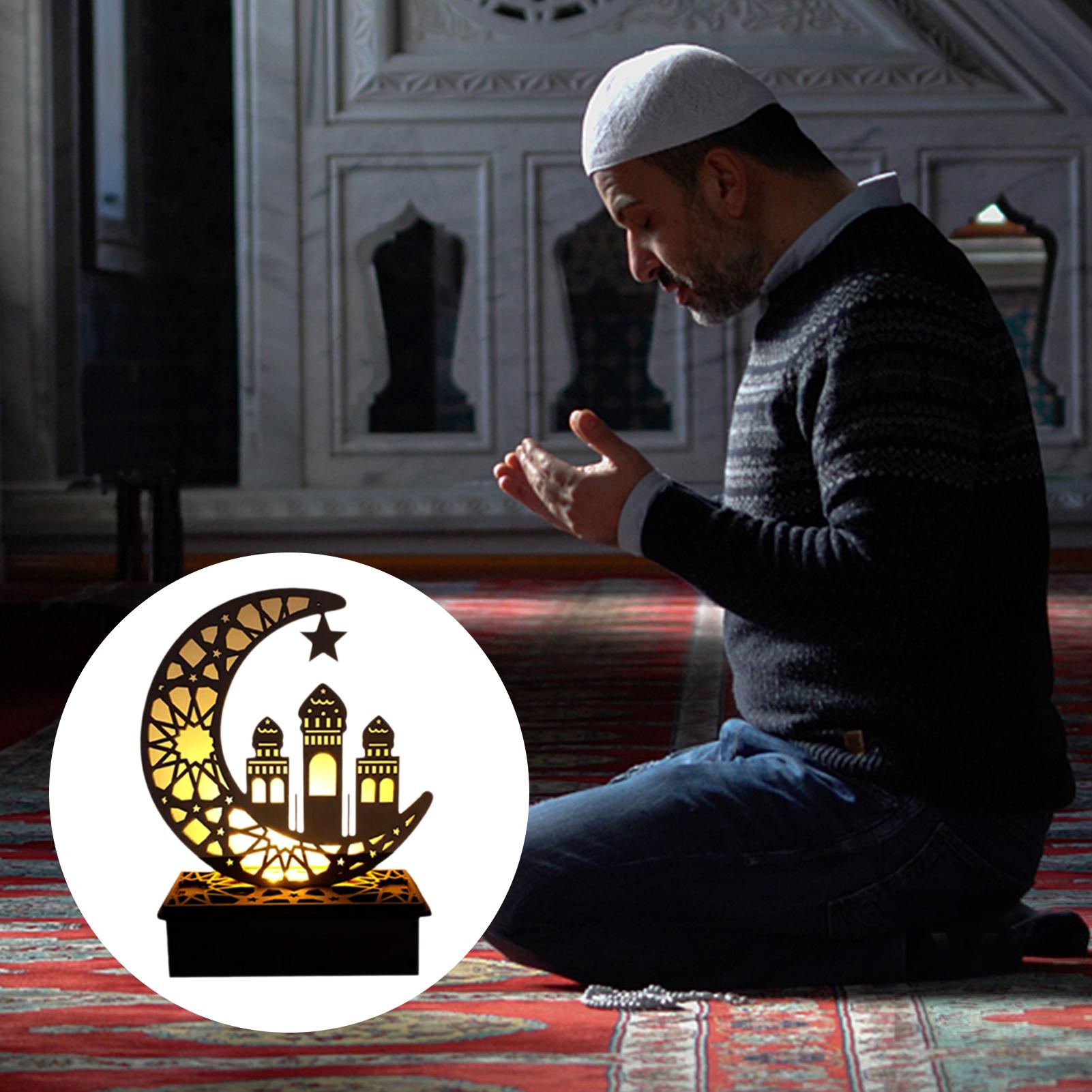 Đèn Ramadan bằng gỗ, hình mặt trăng dùng để trang trí nhà cửa, đèn ngủ, ...